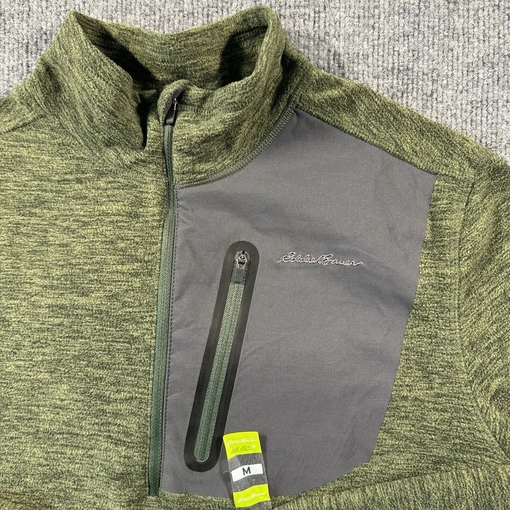 Eddie‎ Bauer Jacket Mens Medium Green Cloud Layer Pro Quarter Zip Mock Collar